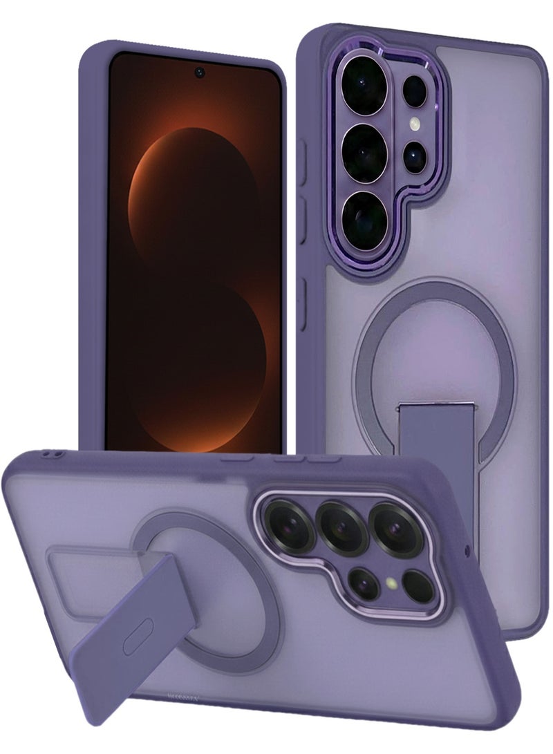 CATANES Magnetic Ring Kickstand Case for Galaxy S26 Ultra – Frosted Protective Back with Grip Holder with 3D Screen Protector - Purple - Image 3